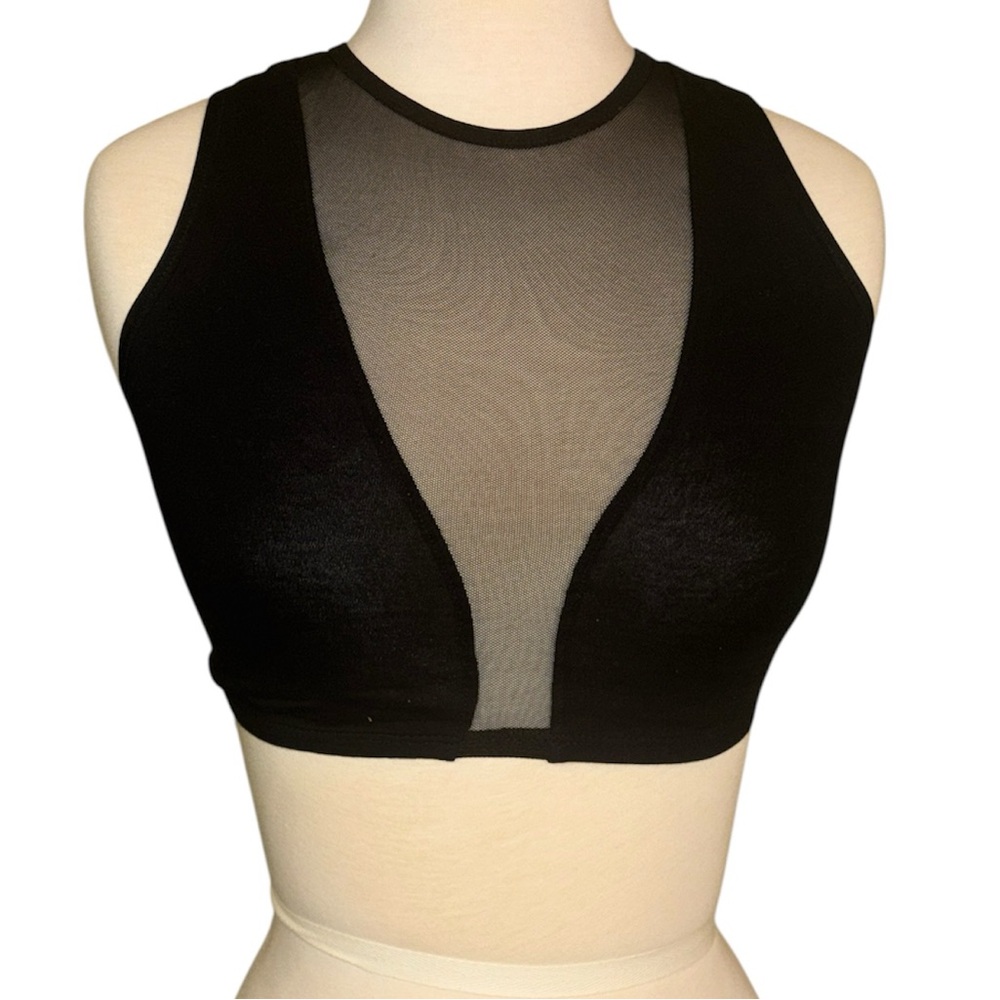 Sheer Center Panel Black Crop Top